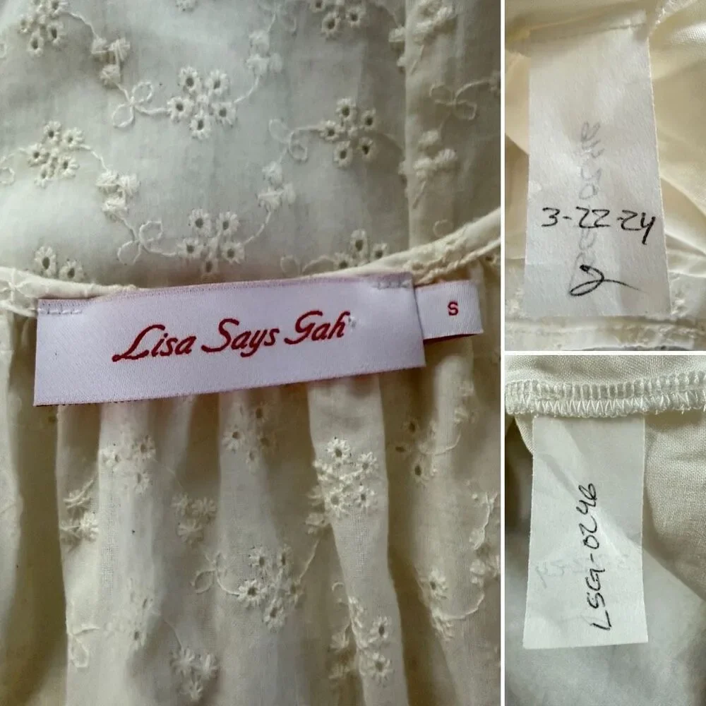 Lisa Says Gah Luxe Midi Dress in Milk Eyelet Size S - Picture 10 of 12